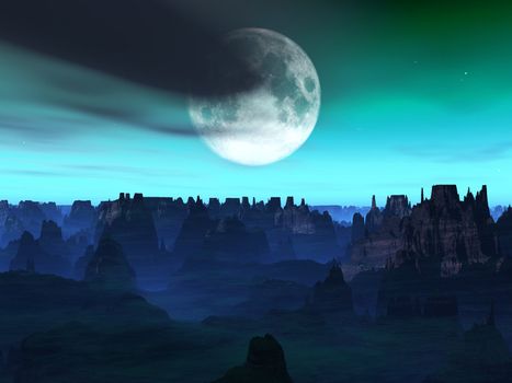 A landscape on a remote alien world.