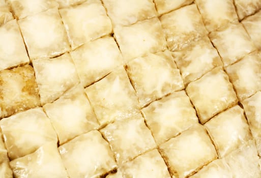 Traditional Turkish dessert baklava in unbaked condition