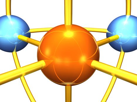 3D Illustration of Connected Spheres Forming a Small Network