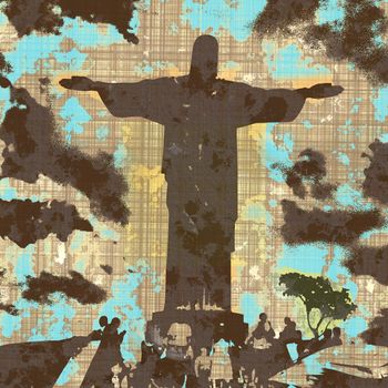 Grunge Style Picture of Christ Statue in Rio de Janeiro, Brazil