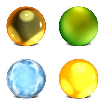 Collection of 4 Three-Dimensional Orbs
