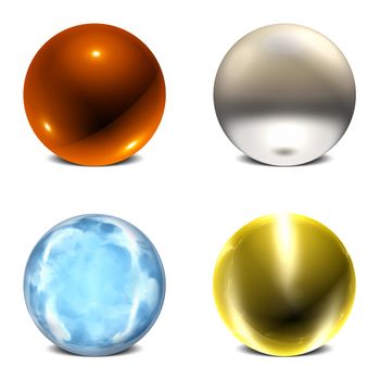 Collection of 4 Three-Dimensional Orbs