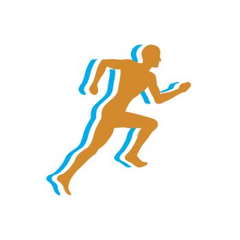 Color Silhouettes of Men Jogging - Bitmap Illustration