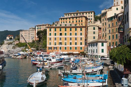Camogli with the characteristic small harbor, Italy