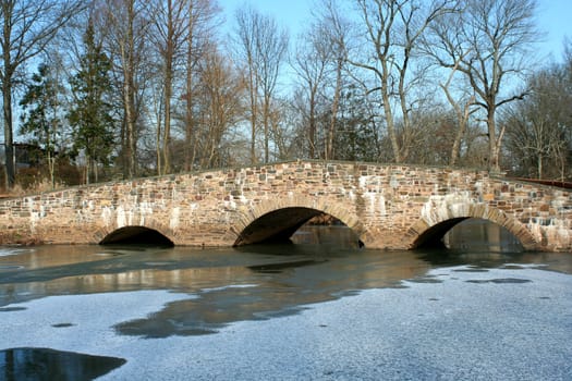 Stone bridge across a river