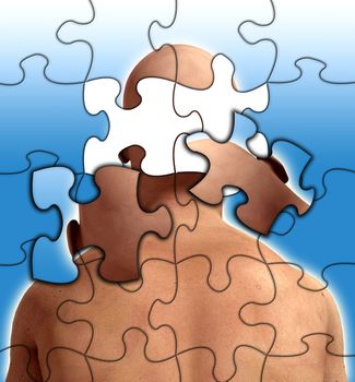 Conceptual image about losing your mind or thoughts.