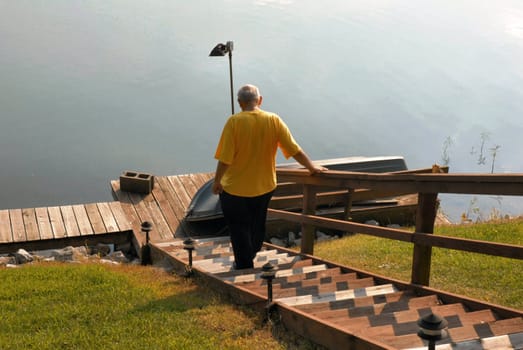 old man on stairs