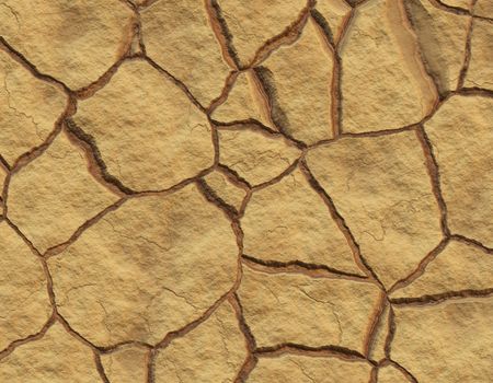 Realistic Illustration of Cracked Mud Soil by Lack of Water