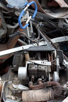 Discarded metal scraps piled for recycling