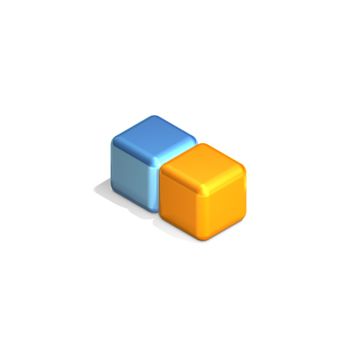 Two Adjacent Cubes in Three Dimensional Isometric Perspective (jpeg file has clipping path)