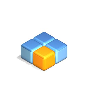 Four Adjacent Cubes in Three Dimensional Isometric Perspective (jpeg file has clipping path)