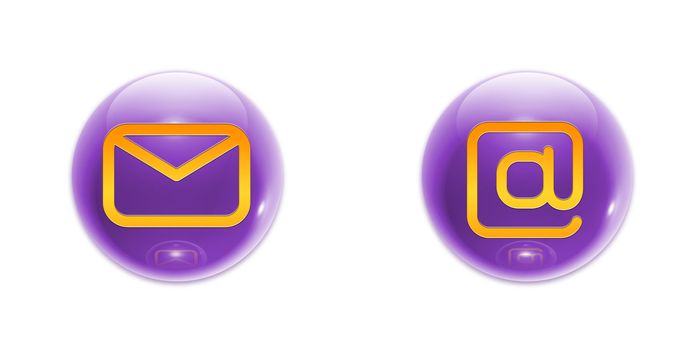 3D Spheres With E-Mail and Internet Icons (jpeg file has clipping path)