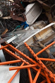 Discarded metal scraps piled for recycling