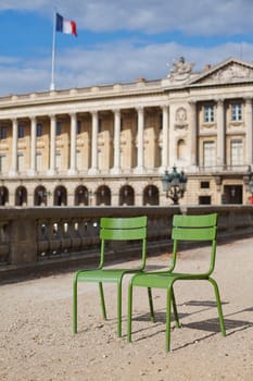 Parisian metallic chairs. Chairs for relaxation, the place of ??Concord