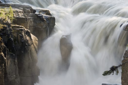 Sunwapta Falls in August in Jasper National Park