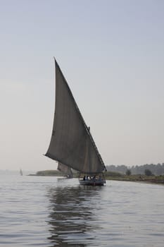 Felucca sailing boat on the river Nile in  luxor, Egypt