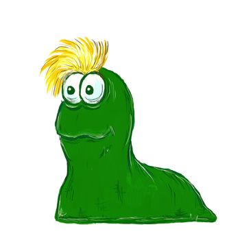 green worm on white background - illustration