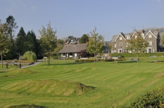Village of Ambleside in Lake District National Park Cumbria England