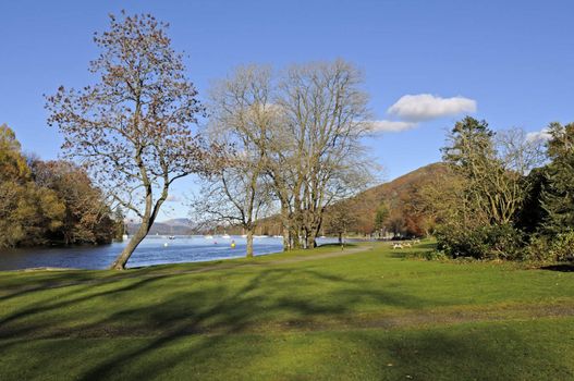 Lake Windermere in Lake District National Park Cumbria England