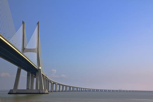 Vasco da Gama bridge on river Tagus, Lisbon