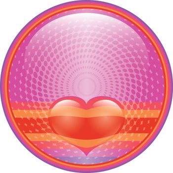 Hot pink floating red Heart internet button