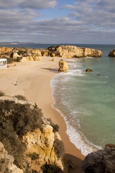 Wide view of the S.Rafael beach near Albufeira, on the Algarve.