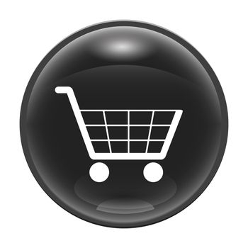 A black glossy web icon with a trolly