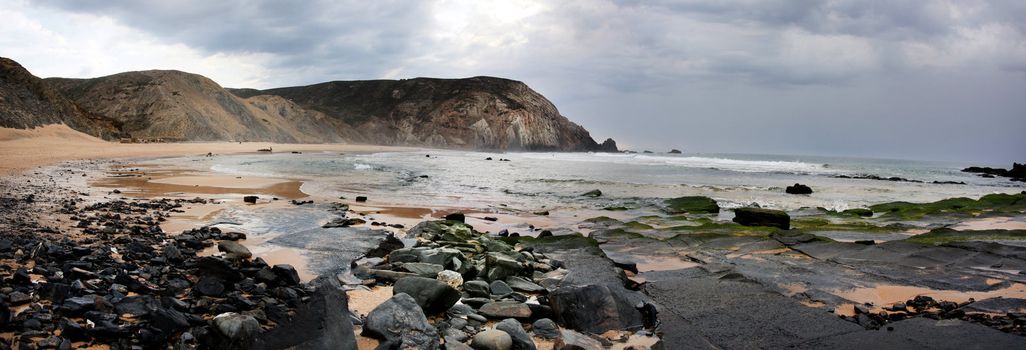 View of the beautiful beach of Castelejo located on the Algarve, Portugal.