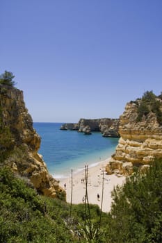 View of the beautiful Marinha beach located on the Algarve, Portugal.