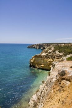 View of the beautiful coastline area near Marinha beach located on the Algarve, Portugal.