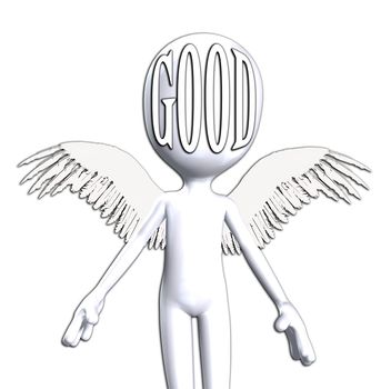 Conceptual image about being good featuring an angelic figure. 