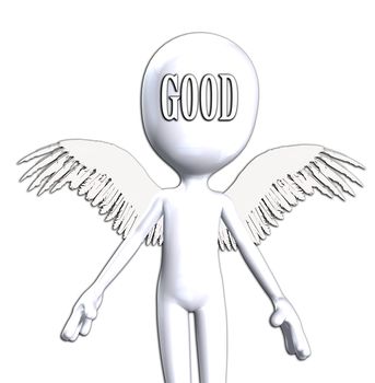 Conceptual image about being good featuring an angelic figure. 