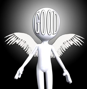 Conceptual image about being good featuring an angelic figure. 