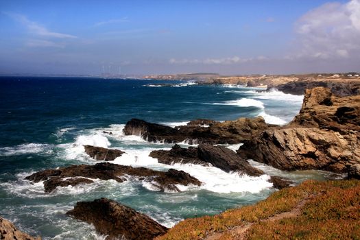 View of the beautiful coastline of Porto Covo in the Alentejo, Portugal.