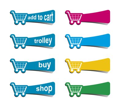 An image of some shopping icons in different colors