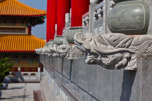 Head of dragon statue  chinese style in temple Thailand