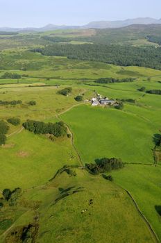 View from hot air balloon in the Lake District National Park Cumbria England