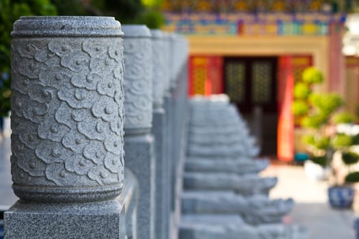 A head of column chinese style in chinese temple Thailand