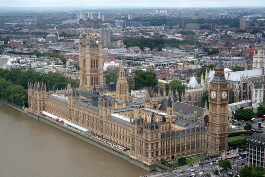 England House of Parliament as seen from the London Eye