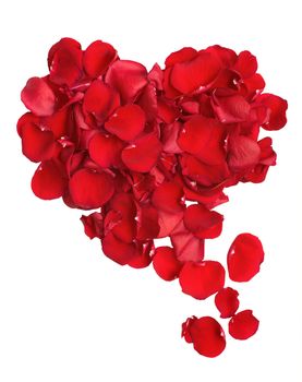 Broken heart - Red rose petals in heart shape