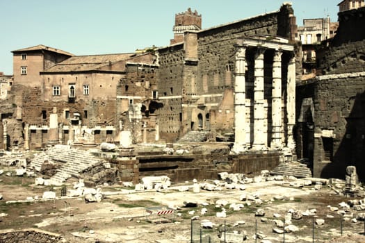 Landscape view of roman forum in Rome, Italy