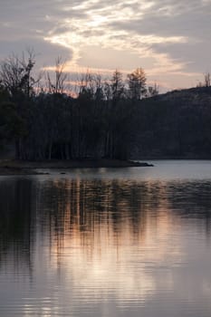 View of the lake on "Mina de Sao Domingos" near Mertola on the Algarve region, Portugal.