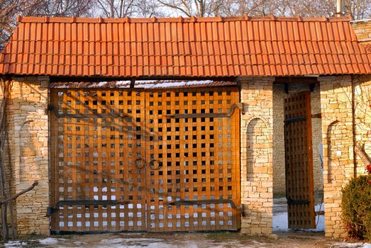 wooden rural traditional gate in vintage style
