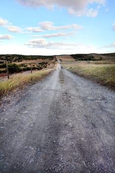 View of a dirt road on the countryside region of Algarve.