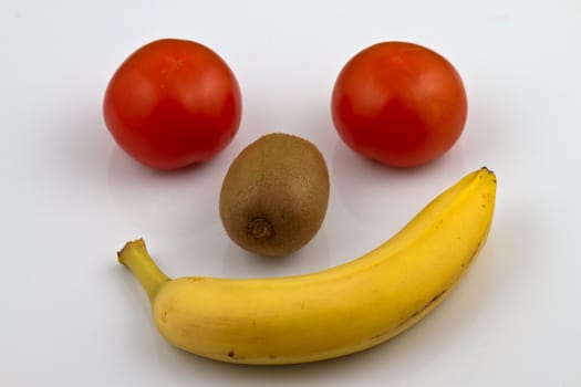 Fruits arranged as a smiling face