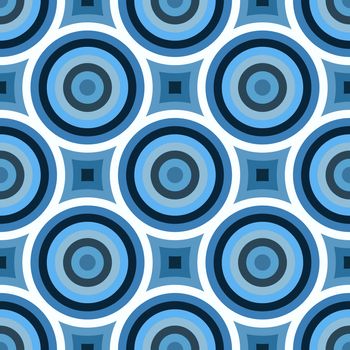 A blue retro circles texture that tiles seamlessly as a pattern in any direction.