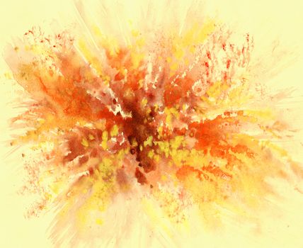 Abstract background, watercolor, hand painted on a paper. Pink, red, orange, yellow