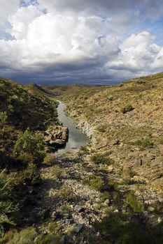 View of the river Vascao located on the interior of Algarve region on Portugal.