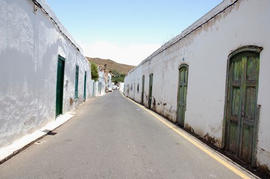 Lonely calm street in village of Lanzarote, Spain