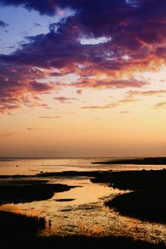 Beautiful view of the Ria Formosa swamp region on the Algarve, Portugal.